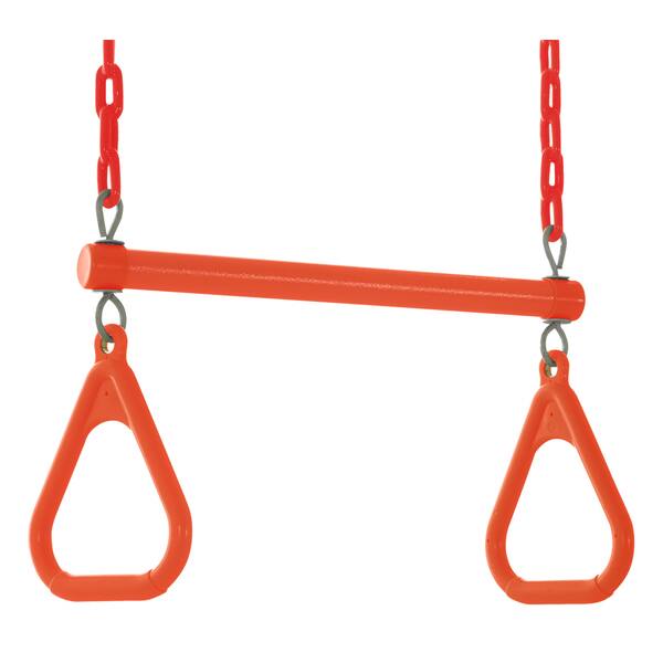 slide 2 of 5, Machrus Swingan Trapeze Swing Bar with Vinyl Coated Chain - Fully Assembled - Orange