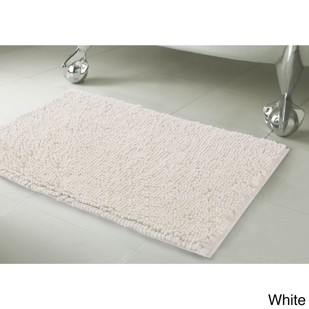 GOYLSER White Bath Mats for Bathroom, Non Slip Bath Floor Mat, Washable  Bathroom Runner White Bathroom Rugs Cut to Fit, Quick Dry Solid White Bath  Mat