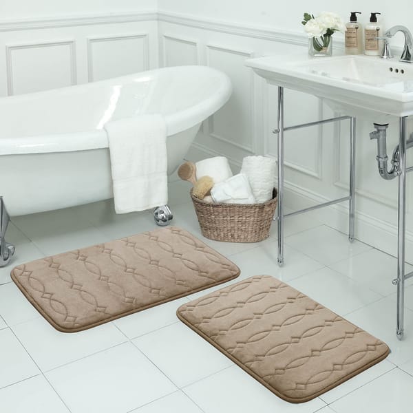 3PCS Proof Slip Memory Foam Bathroom Bath Mat Set Small Large and Contour  Rug