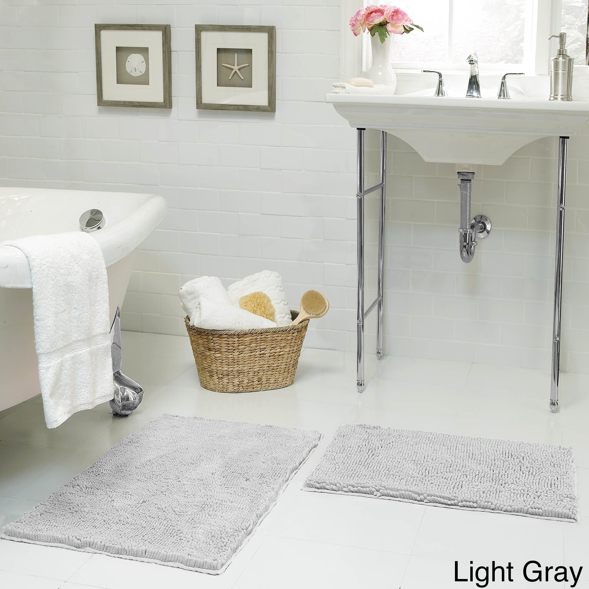 3pcs/set Light Grey Tie Dye Long Plush Toilet Seat Cover And Two Floor Mats  Set, Non-slip Bath Rug Combination