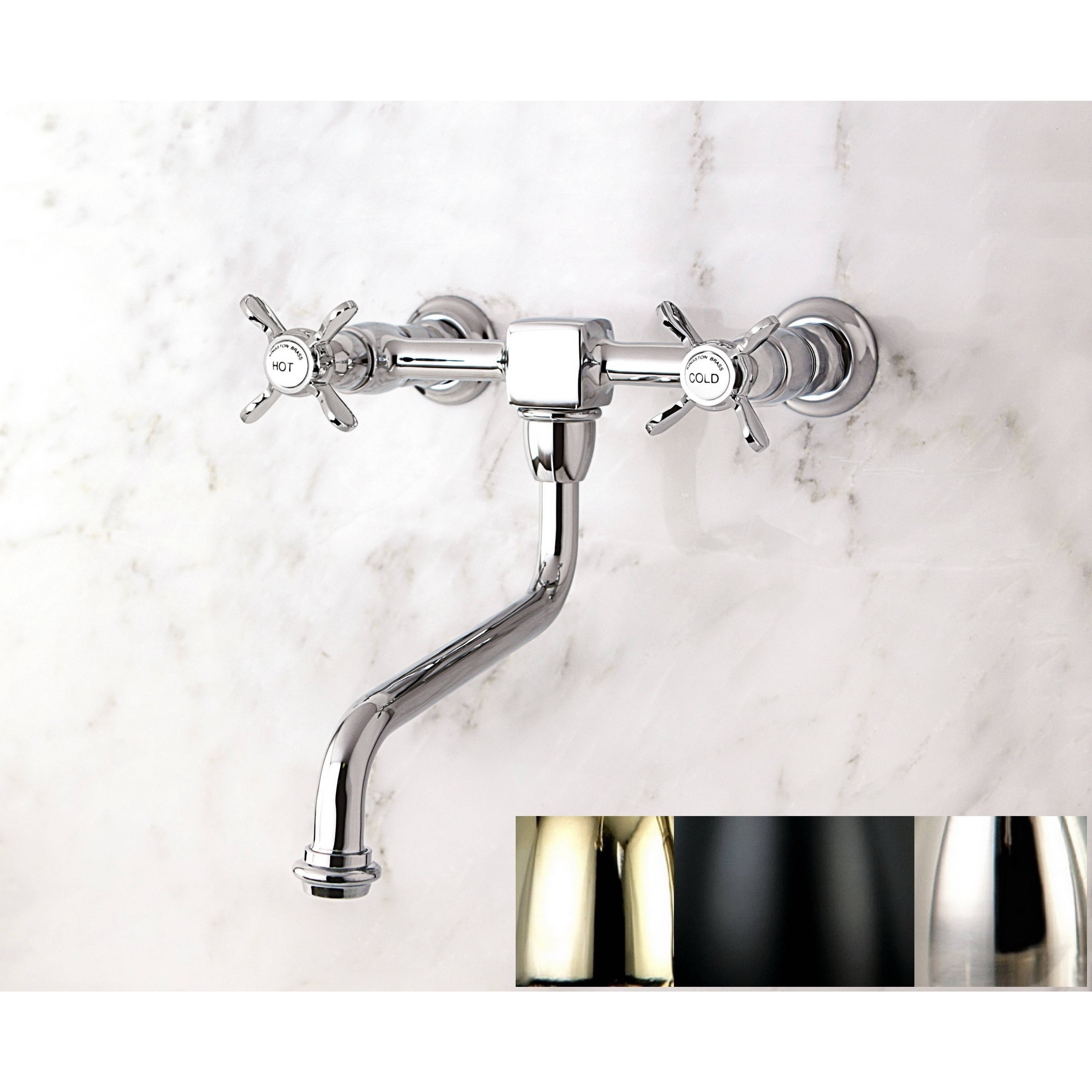 Shop Vintage Cross Handle Wall Mounted Solid Brass Vessel Bathroom Faucet Overstock 14032955