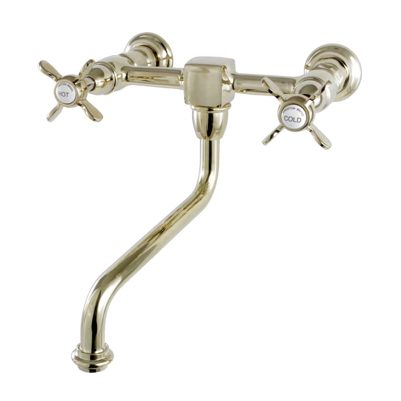 Kingston Brass Vintage Cross Handle Wall-Mounted Solid Brass Vessel Bathroom Faucet