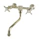 preview thumbnail 3 of 4, Vintage Cross Handle Wall-Mounted Solid Brass Vessel Bathroom Faucet Polished brass