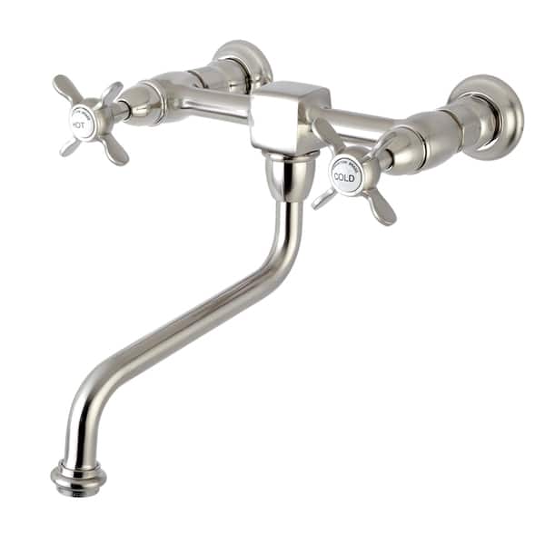 Shop Vintage Cross Handle Wall Mounted Solid Brass Vessel Bathroom Faucet Overstock 14032955