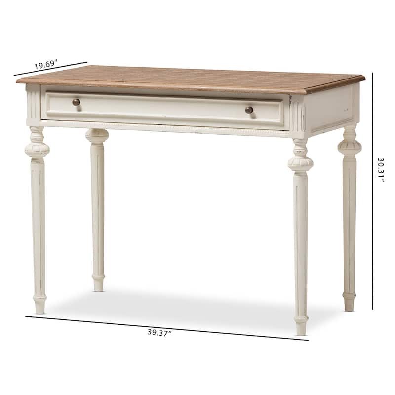 The Gray Barn Keene French Provincial Weathered Oak and Whitewash Writing Desk