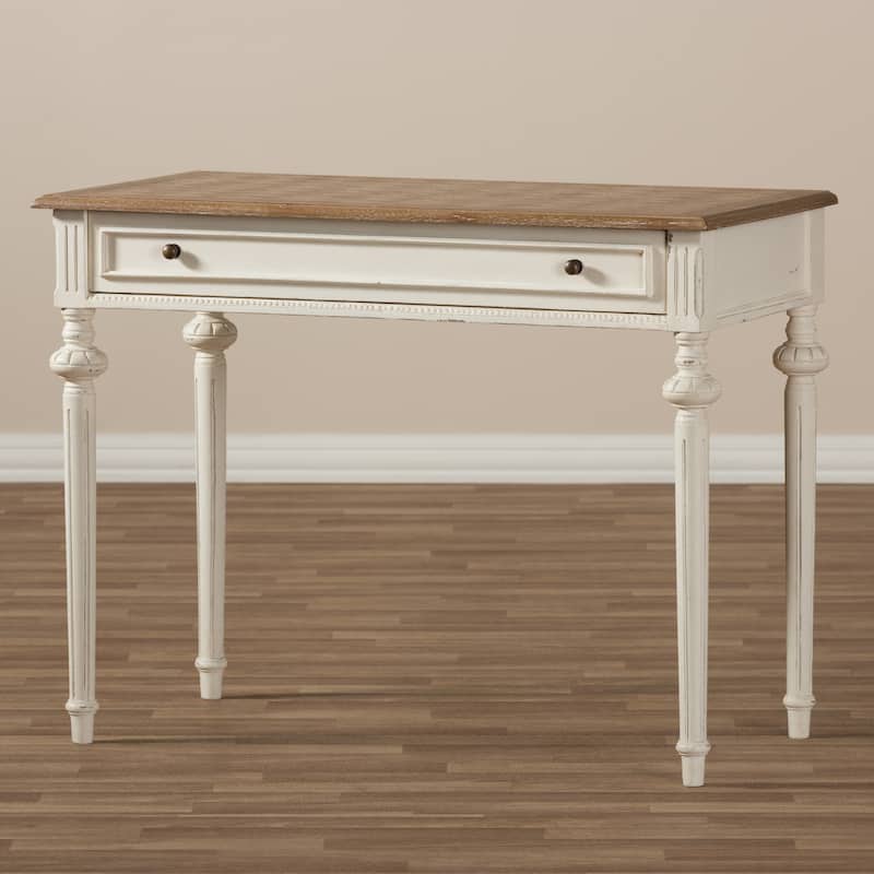 The Gray Barn Keene French Provincial Weathered Oak and Whitewash Writing Desk