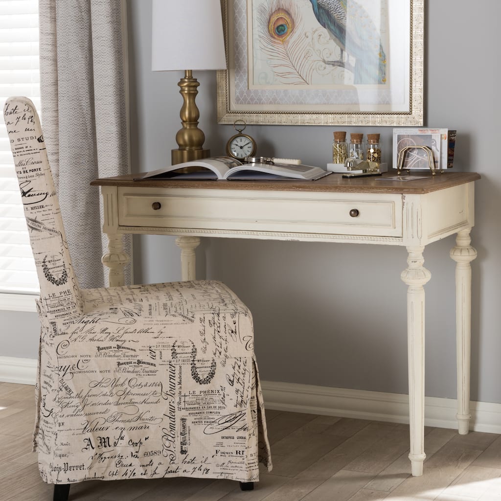 The Gray Barn Keene French Provincial Weathered Oak and Whitewash Writing Desk