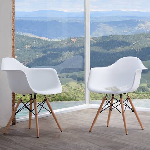 Siena Modern Dining Chairs with Wood Legs by Corvus (Set of 2)