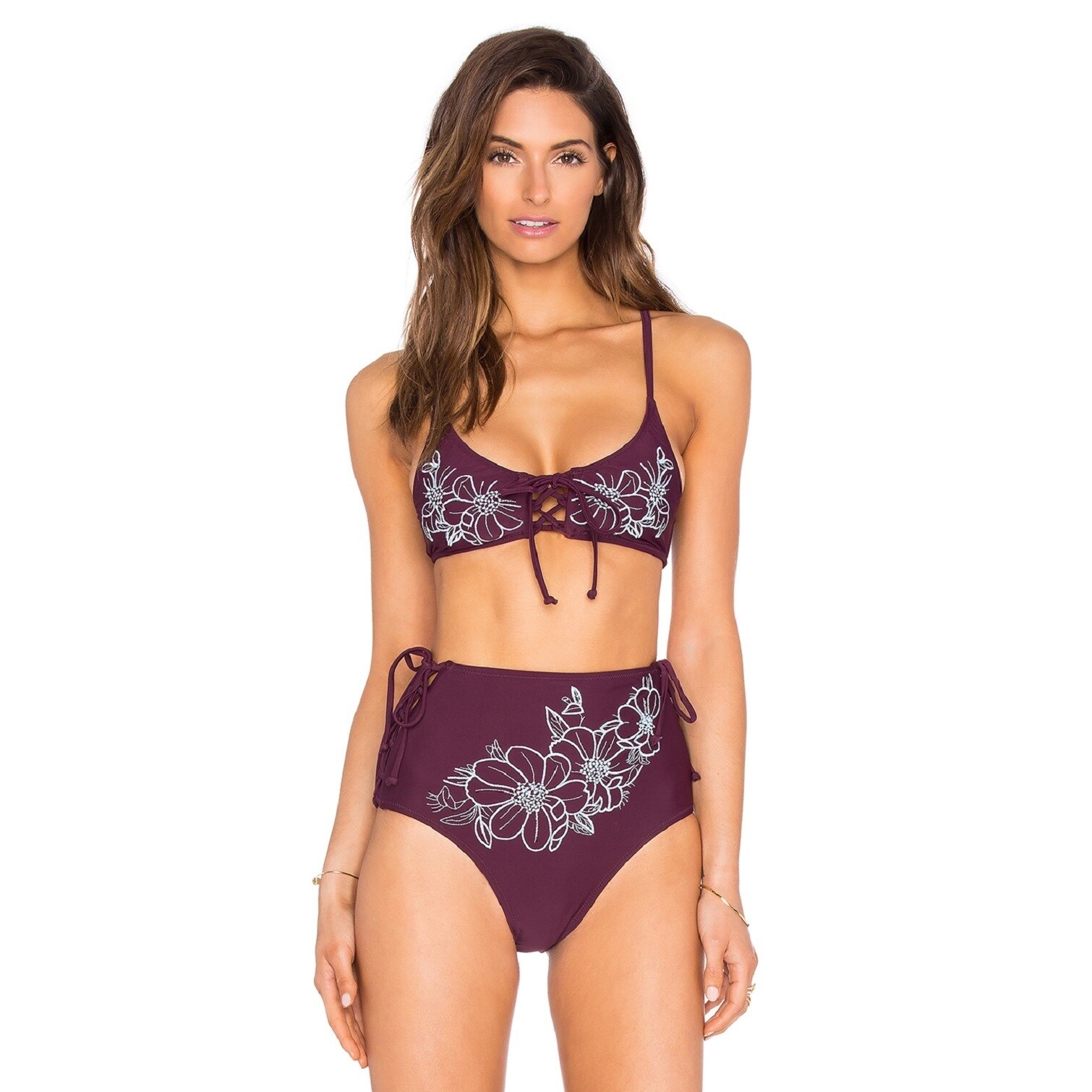 burgundy bikini top