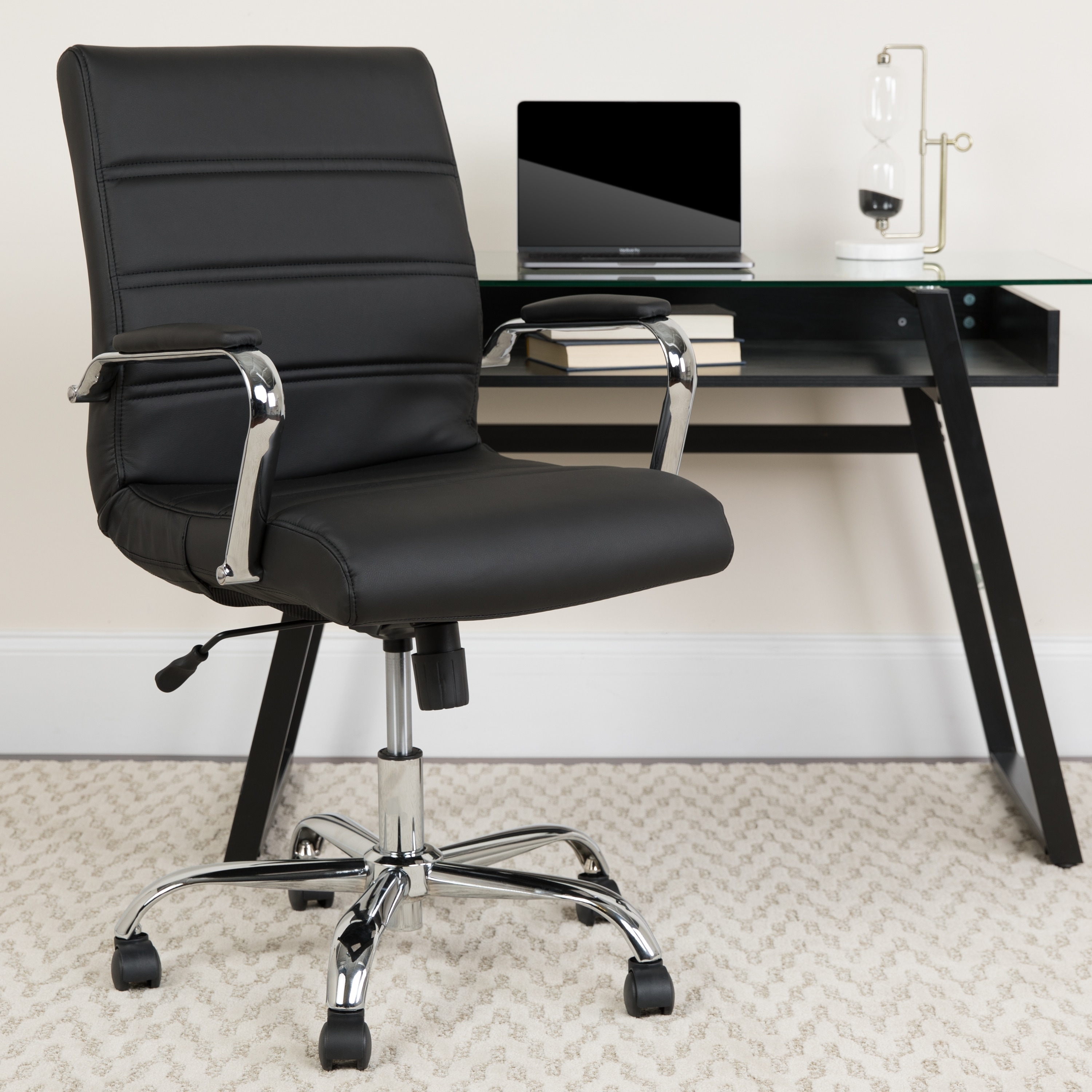 PU Faux Leather Swivel Office Computer Executive Desk Wheels Chair Studio Salon