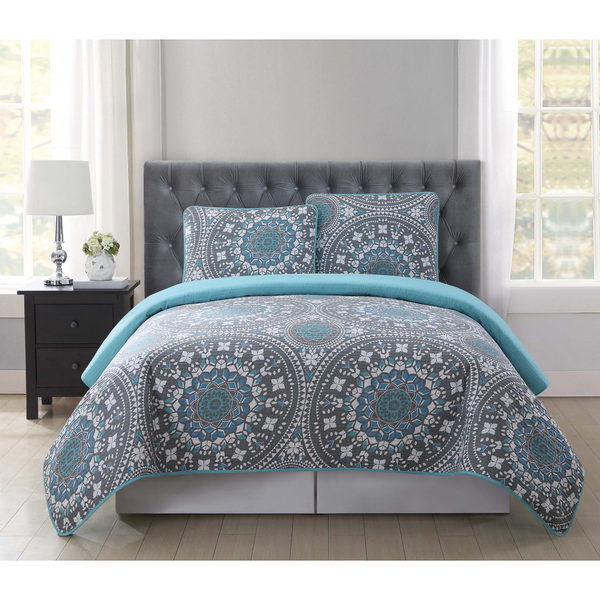 ALPHA HOME 3-Piece Queen Size Diamond Quilt Set Bedspread Set 1 Quilt, 2 Shams