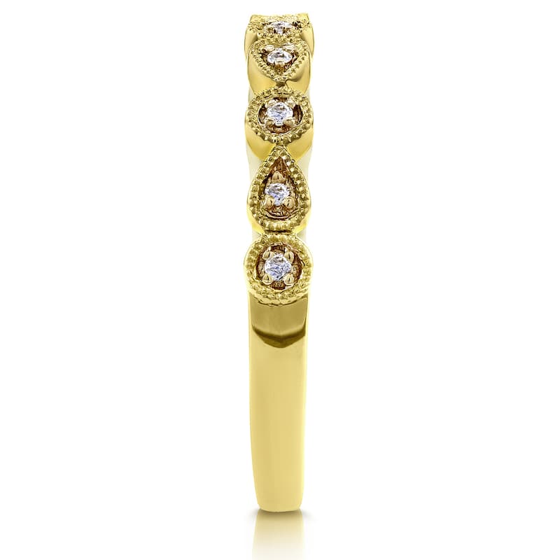 Annello by Kobelli 10k Yellow Gold Diamond Accented Milgrain Ring
