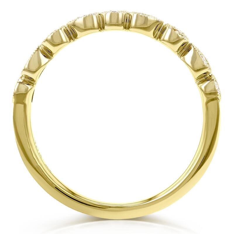 Annello by Kobelli 10k Yellow Gold Diamond Accented Milgrain Ring