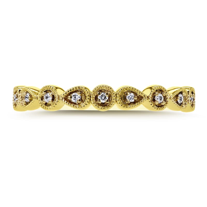 Annello by Kobelli 10k Yellow Gold Diamond Accented Milgrain Ring