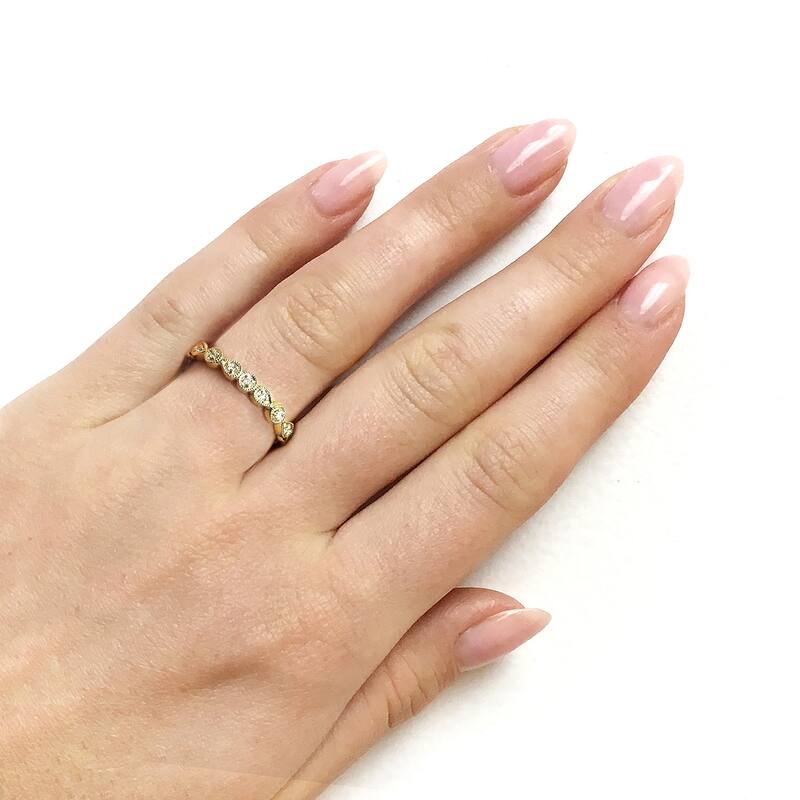 Annello by Kobelli 10k Yellow Gold Diamond Accented Milgrain Ring