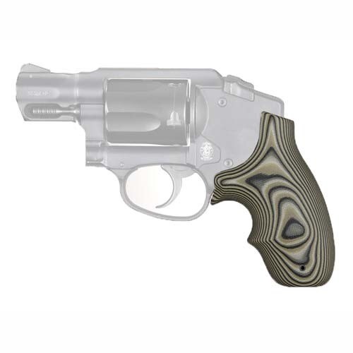 Hogue S&W J Frame Round Butt Grip Bantam, Finger Grooves, Smith G-10 G-Mascus Green