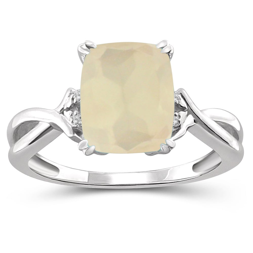 Jewelonfire Sterling Silver 3ct TGW Moonstone and Diamond Accent Ring