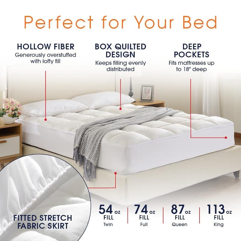 Cheer Collection Microplush Luxurious Alternative Down Mattress Pad, Topper and Protector