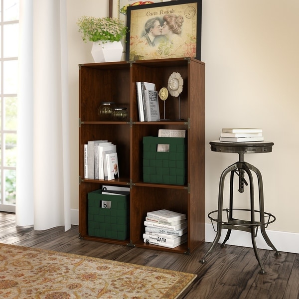 Kathy Ireland Office Ironworks 6 Cube Bookcase In Coastal Cherry Kathy Ireland Office Ironworks 6 Cube Bookcase In Coastal Cherry