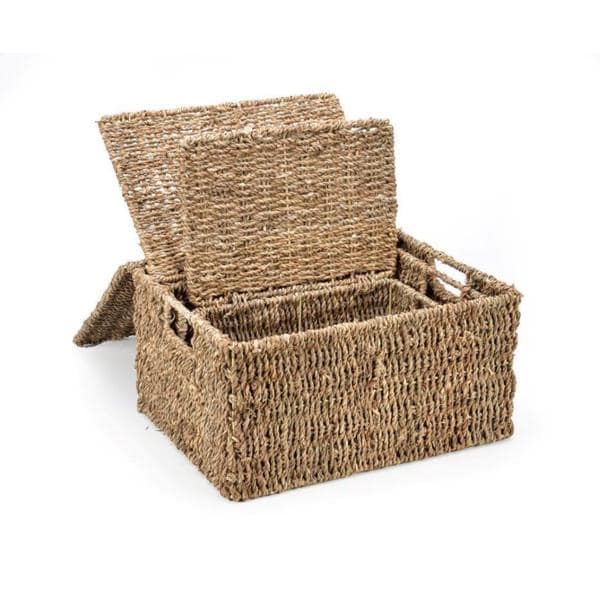 Trademark Innovations Wicker Laundry Hamper Basket with Lid and Brown Liner 