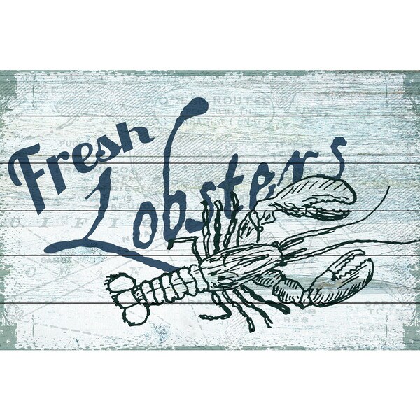 Marmont Hill - Handmade Fresh Lobster Painting Print on White Wood