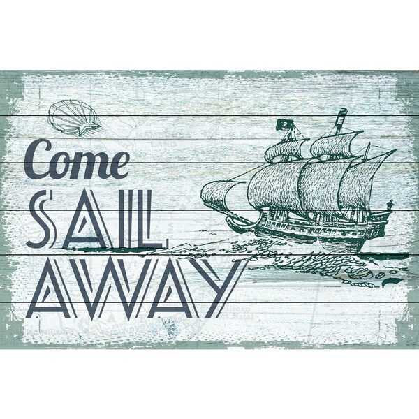 Marmont Hill - Handmade Come Sail Painting Print on White Wood