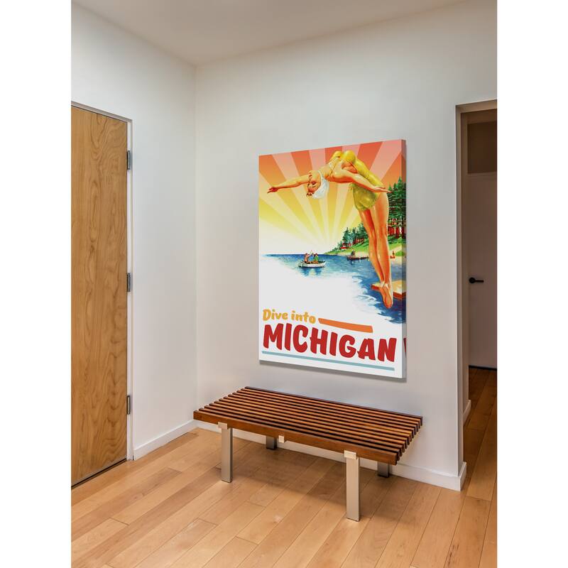 Marmont Hill - 'Travel Poster Michigan' Painting Print on Wrapped Canvas - Multi-Color