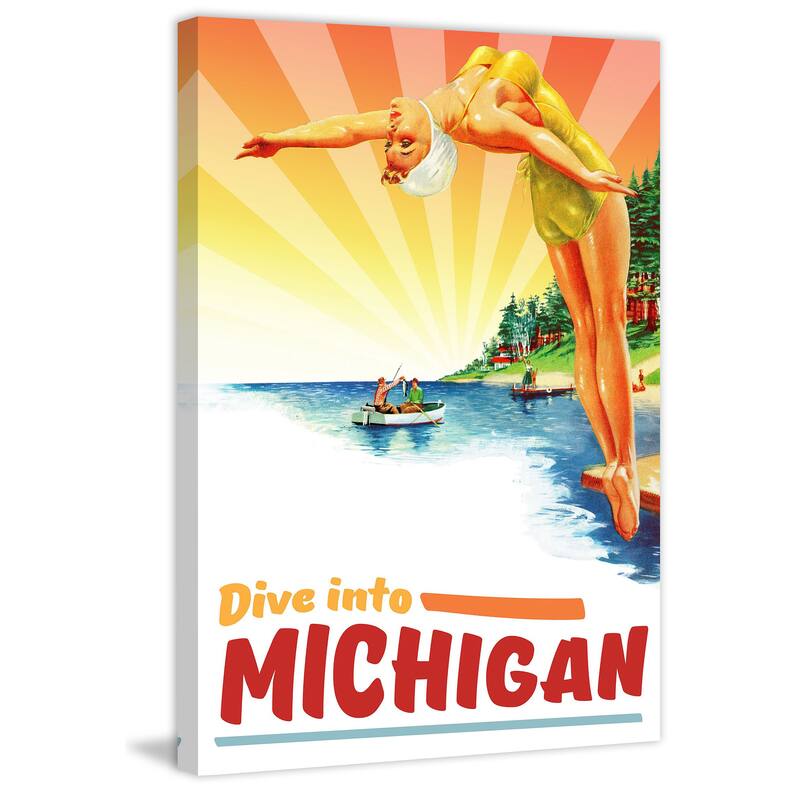 Marmont Hill - 'Travel Poster Michigan' Painting Print on Wrapped Canvas - Multi-Color
