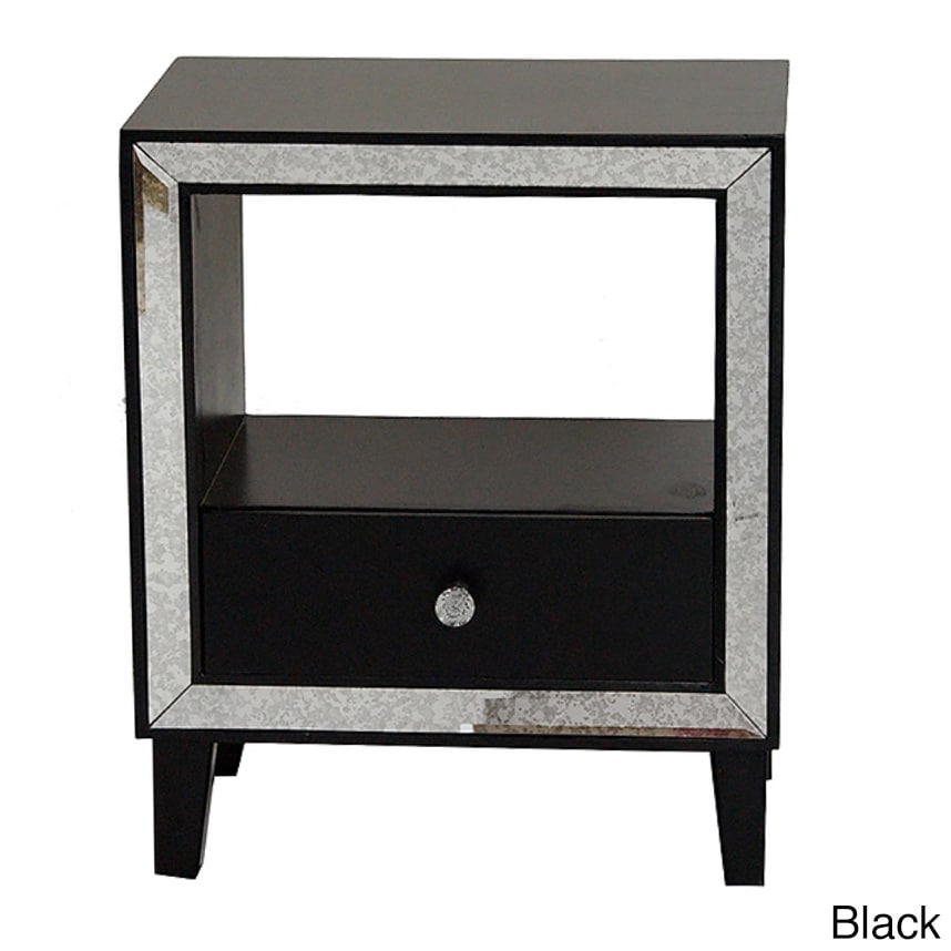 Shop Bon Marche Collection 1 Drawer Open Top Mirror Trim Wood Glass Cabinet Overstock 14038838 Black Black Finish