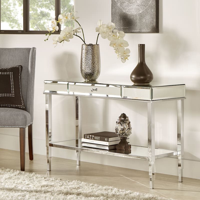 Camille Mirrored TV Stand Console Table with Drawer by iNSPIRE Q Bold