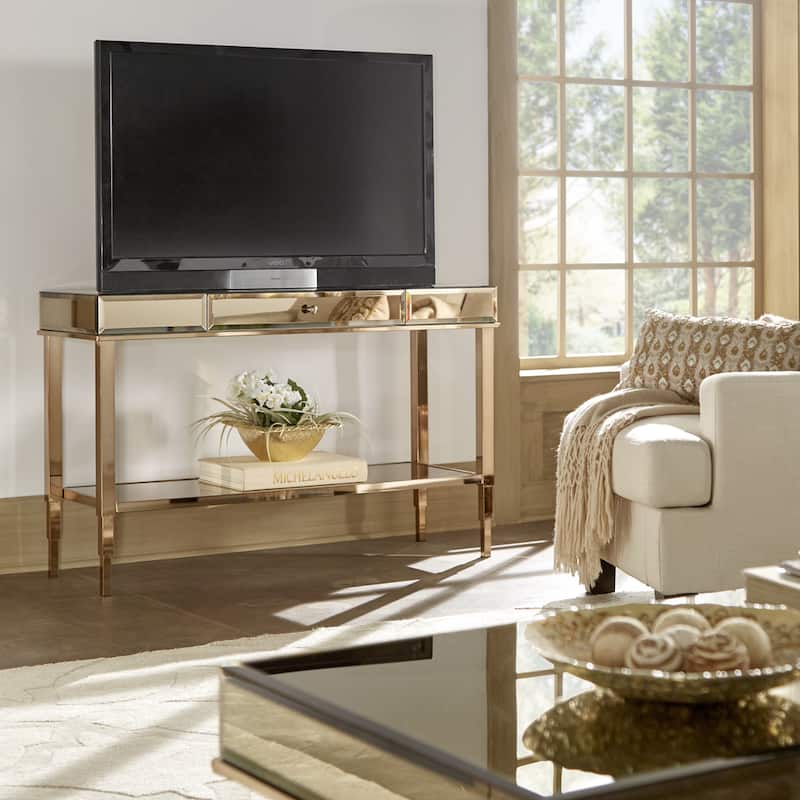 Camille Mirrored TV Stand Console Table with Drawer by iNSPIRE Q Bold
