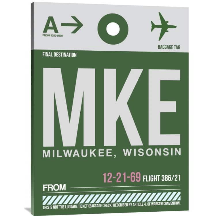 NAXART Studio 'MKE Milwaukee Luggage Tag II' Stretched Canvas Wall Art