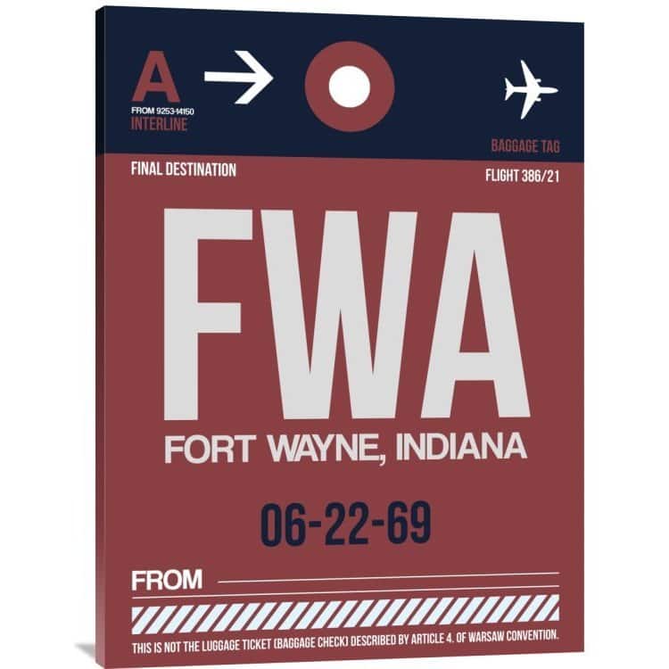 Naxart Studio 'FWA Fort Wayne Luggage Tag II' Stretched Canvas Wall Art