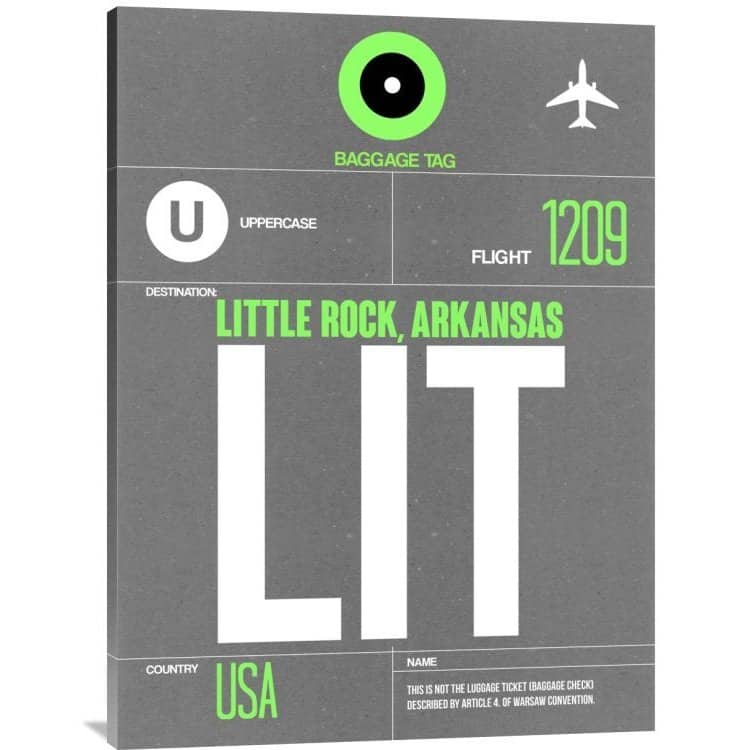 Naxart Studio 'LIT Little Rock Luggage Tag II' Gallery-wrapped Canvas Wall Art