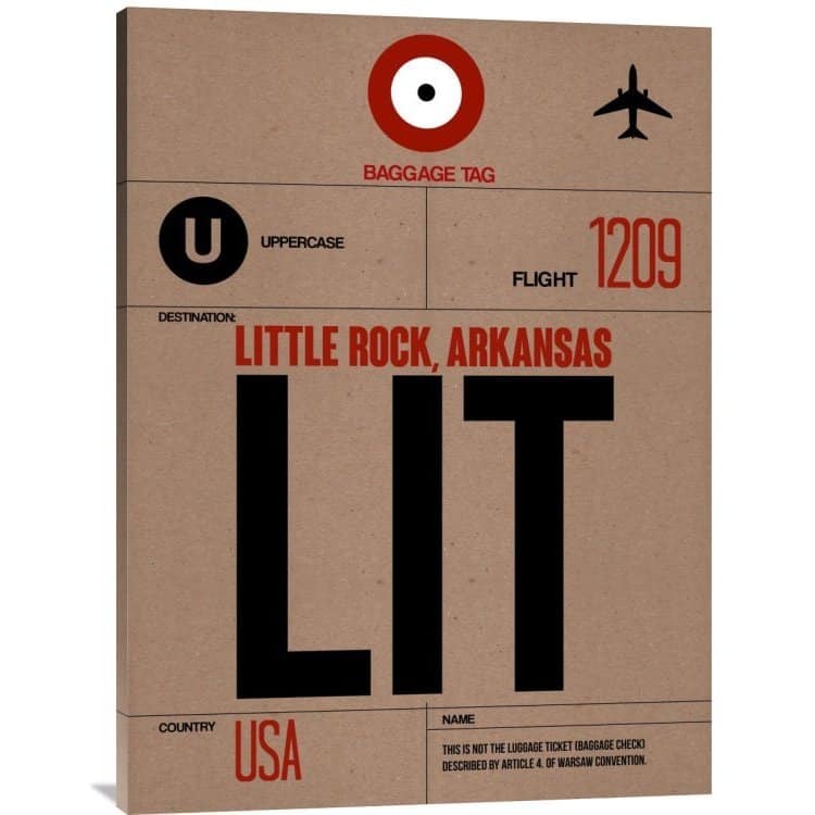Naxart Studio 'LIT Little Rock Luggage Tag I' Multicolored Stretched Canvas Wall Art