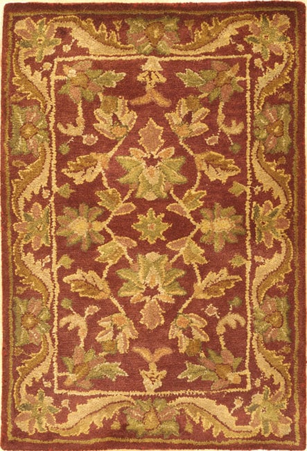 Handmade Exquisite Wine/ Gold Wool Rug (2 X 3)