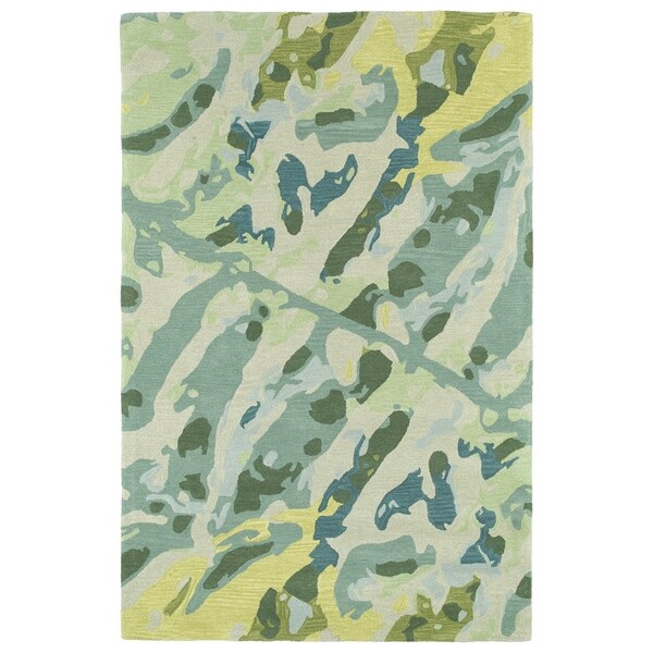Hand-Tufted Artworks Painted Turquoise Rug - 9' x 12'