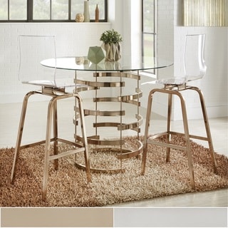 Nova Round Glass Top Vortex Iron Base 3-Piece Counter Height Dining Set by iNSPIRE Q Bold