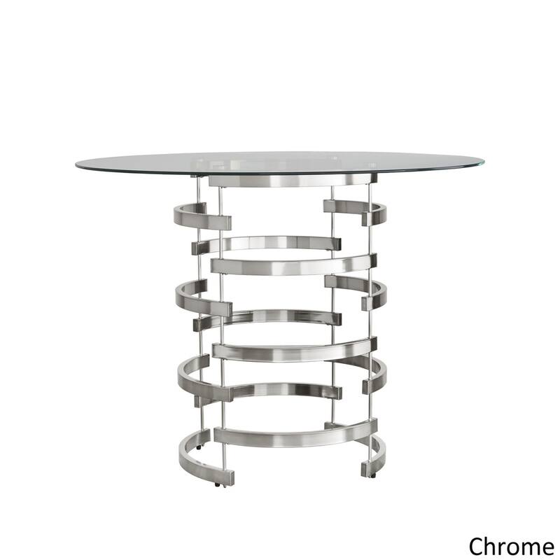 Nova Round Glass Top Vortex Iron Base 3-Piece Counter Height Dining Set by iNSPIRE Q Bold