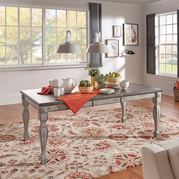 Eleanor Grey Two-Tone Wood Butterfly Leaf Extending Dining Table by iNSPIRE Q Classic