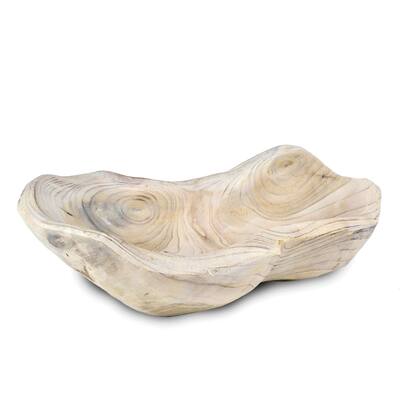Handmade Small White Washed Root Bowl (China)