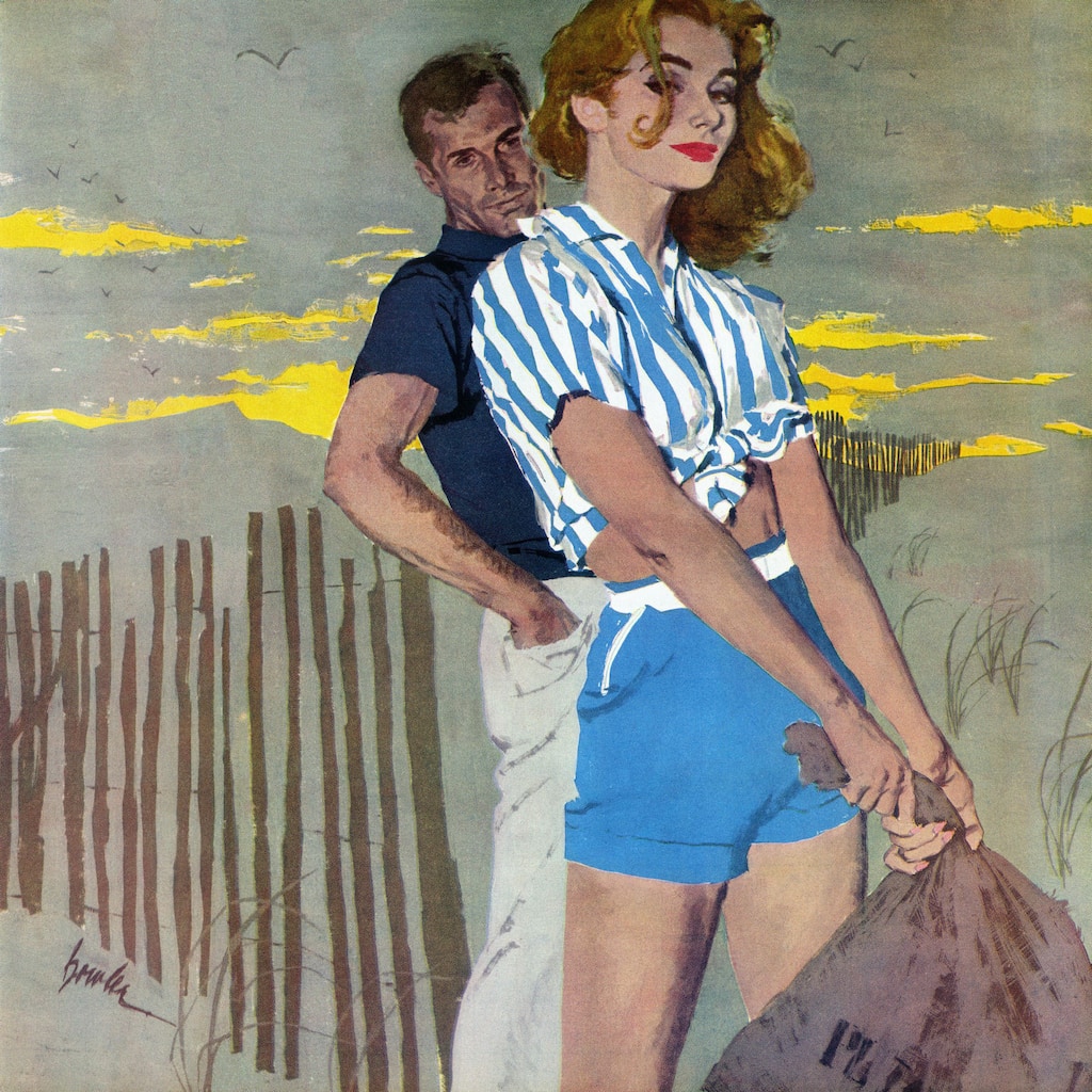 Marmont Hill - 'Beach Pose' Painting Print on Wrapped Canvas - Multi-Color