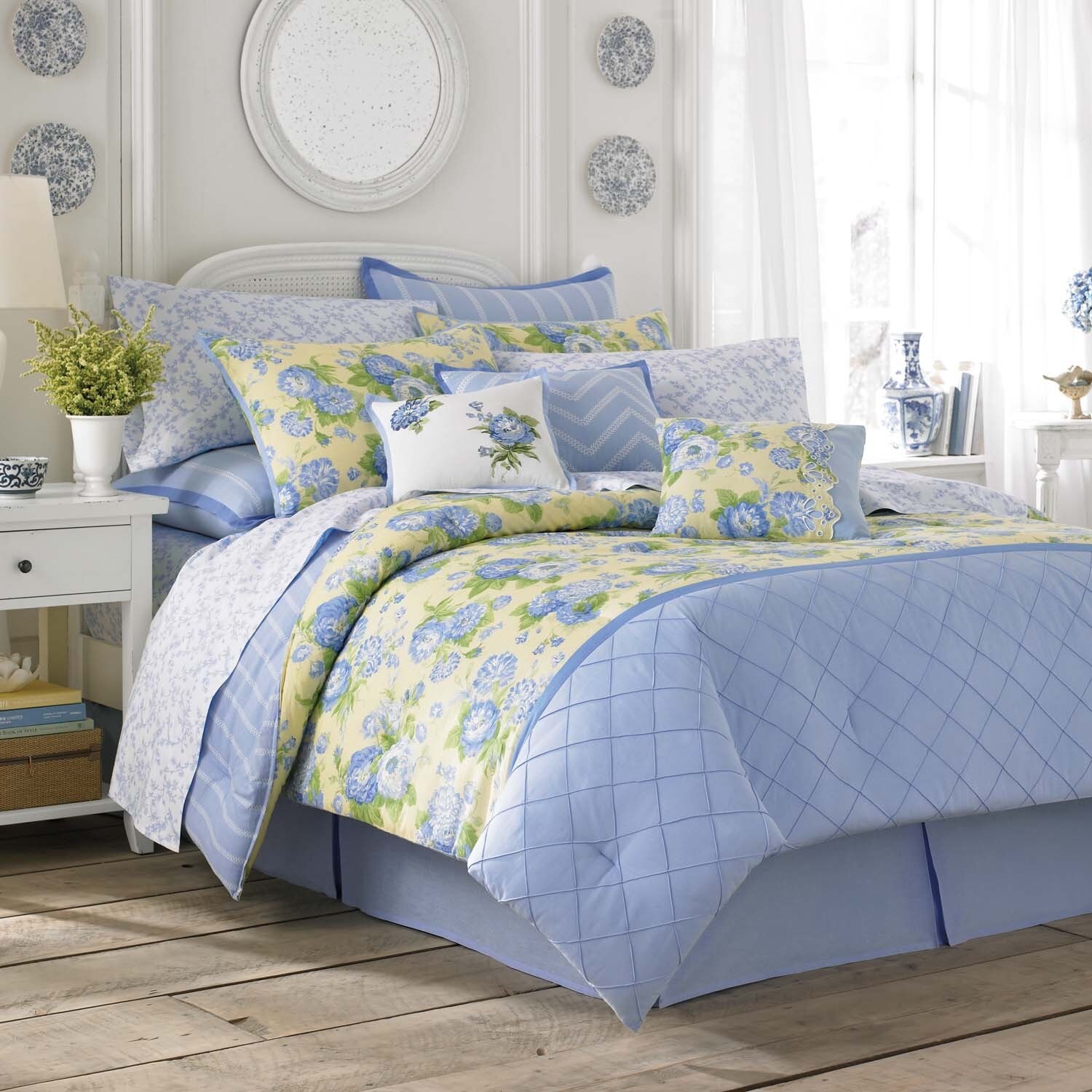 blue and yellow comforter set full