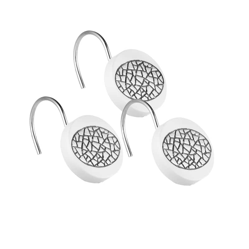 Luxury Striped Polyester Shower Curtain and Hooks (Set Or Separates)