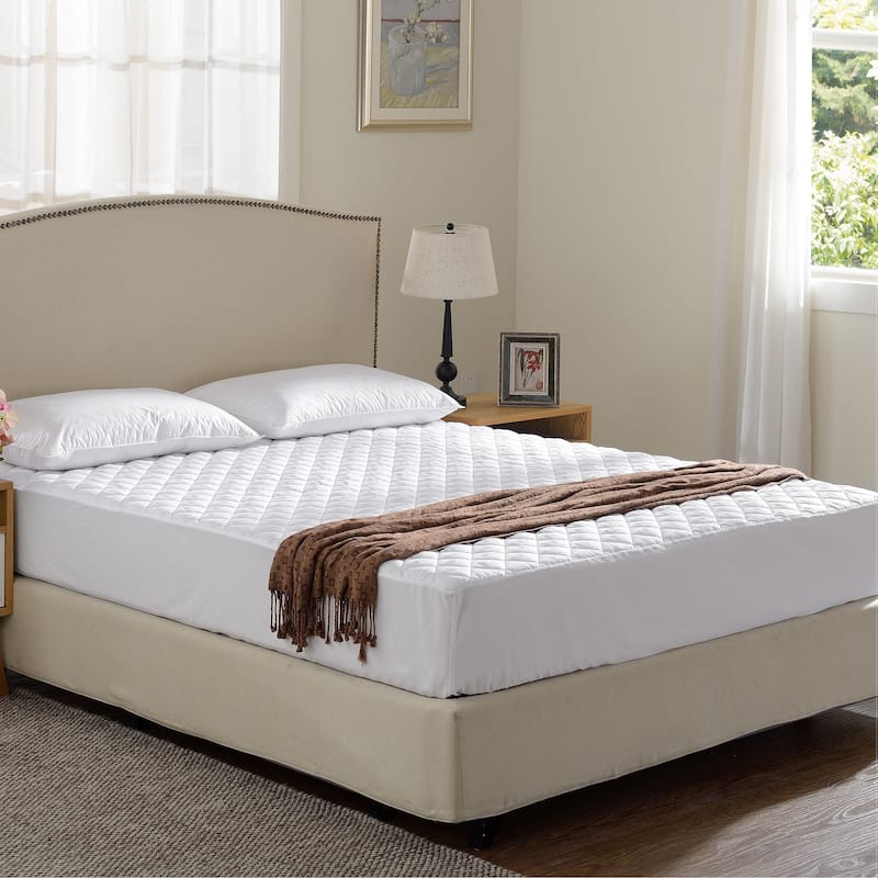 Cheer Collection Quilted Hypoallergenic Fitted Mattress Pad - White ...