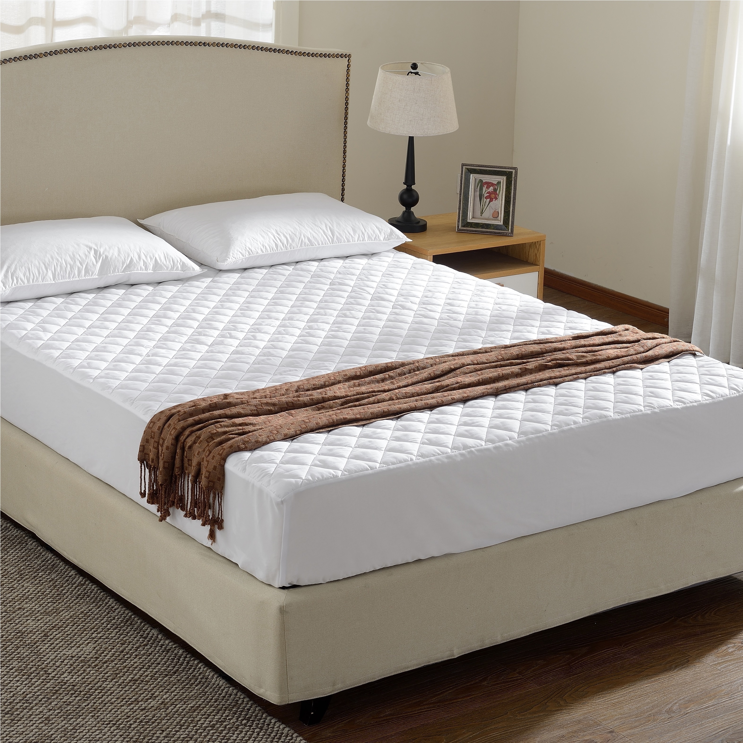 Bare Home Quilted Fitted Mattress Pad, Twin XL - White