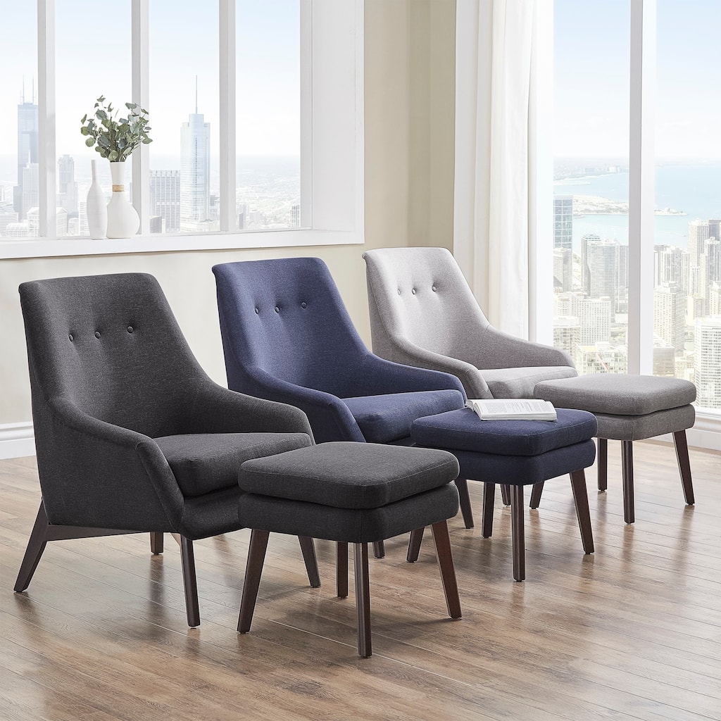 Jette Linen Fabric Accent Chair and Ottoman iNSPIRE Q Modern