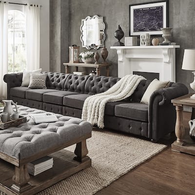 Knightsbridge Grey Extra Long Chesterfield Sofa by iNSPIRE Q Artisan