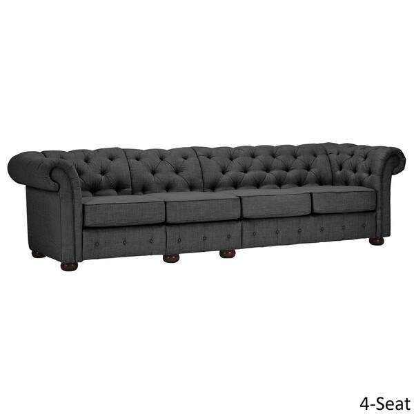 Knightsbridge Dark Grey Extra Long Tufted Chesterfield Sofa Extra Long Tufted Chesterfield Sofa