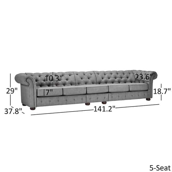 Knightsbridge Lightgrey Extra Long Chesterfield Sofa by iNSPIRE Q